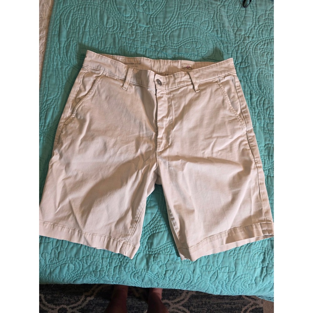 AG Adriano Goldschmied Mens Wanderer Slim Trouser Shorts Beige Khaki 31R